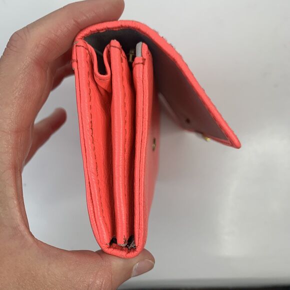 Fossil Wallet Hot Pink Pebbled Leather Checkbook Pockets Card Slots Pocketbook - Picture 9 of 11